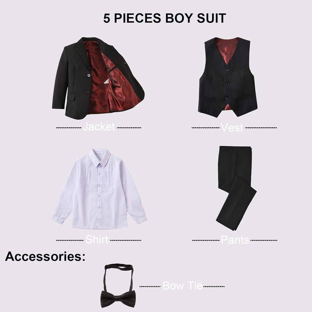 Boys Tuxedo Suit for Kids Wedding Prom Formal Dress Clothes Toddler Tux Set