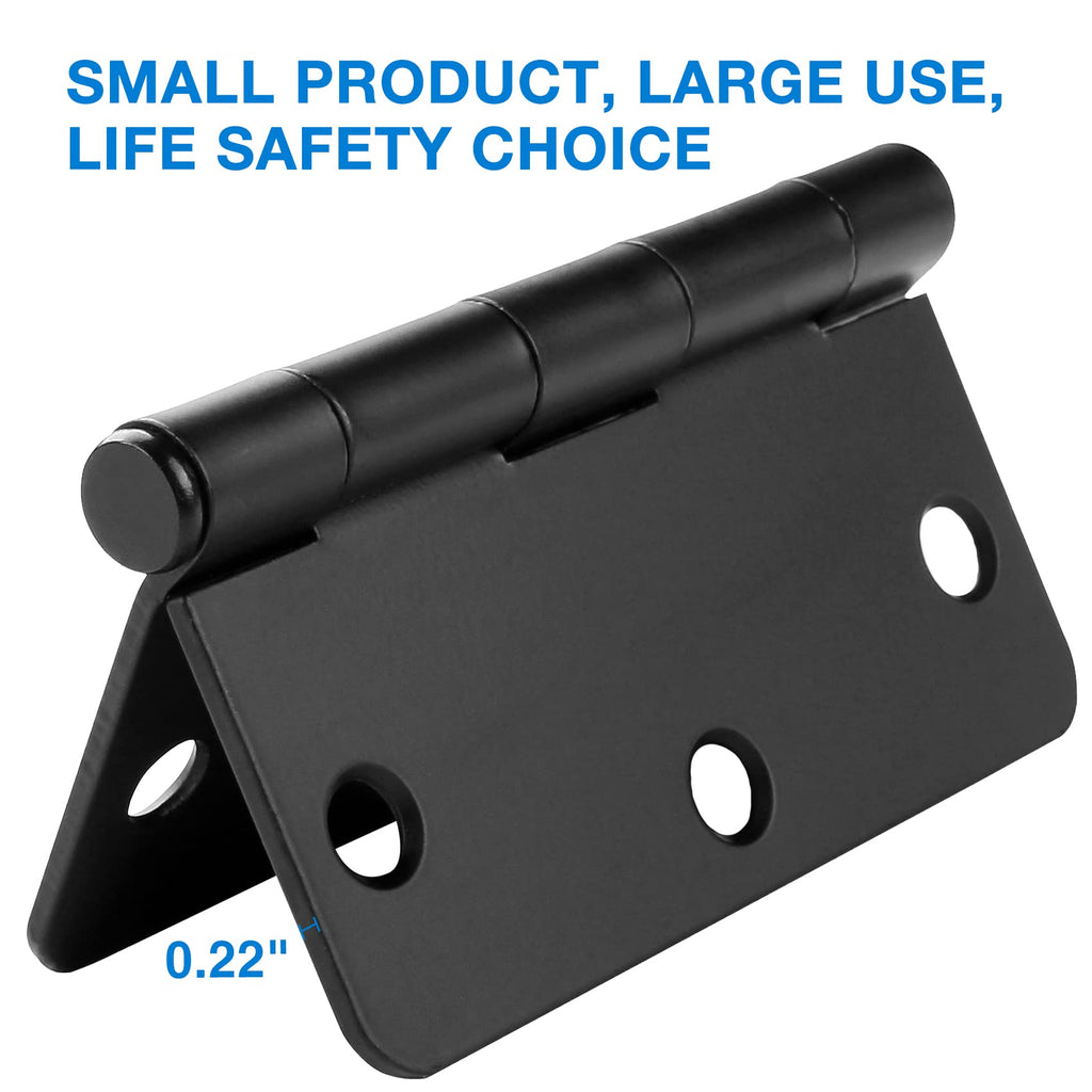 12 Pack Black Door Hinges Black Matte Black Hinges for Doors 3 1/2 Interior Door Hinges 3.5" x3.5 Inch Hinges Rounded