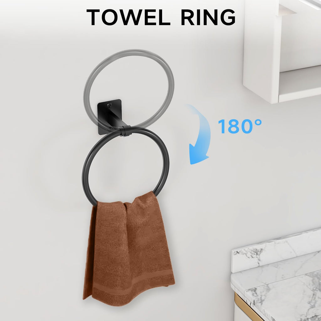 Black Bathroom Accessories Set, 4-Piece Bathroom Hardware Set
