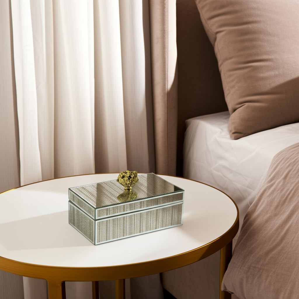 Decorative Storage Box Decor - Modern Jewelry Box with Lid and Statement Handle, or Office Display - Stylish Accent