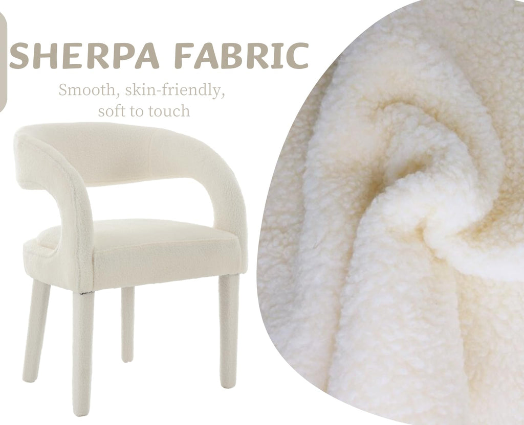 White Upholstered Dining Chairs Set of 2 Modern Kitchen & Dining Room Chairs Kitchen Chairs with Arms/Open Back Comfy