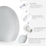 10.5"Modern Ceramic Table Lamp,White bedside table lamp, night Lamp,Decorative Lamp,Ambient lighting,Artistic lamp