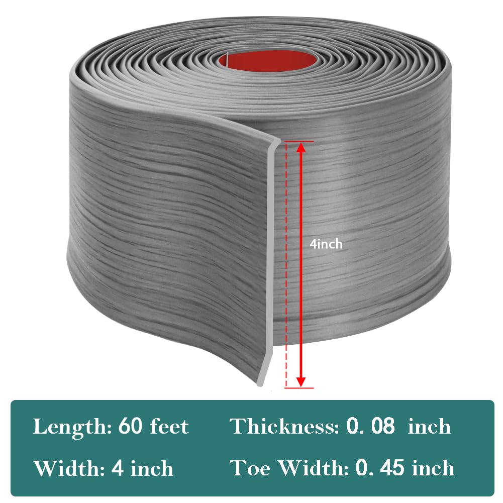Vinyl Baseboard Molding Trim 4 Inch Self-Adhesive Vinyl Wall Base