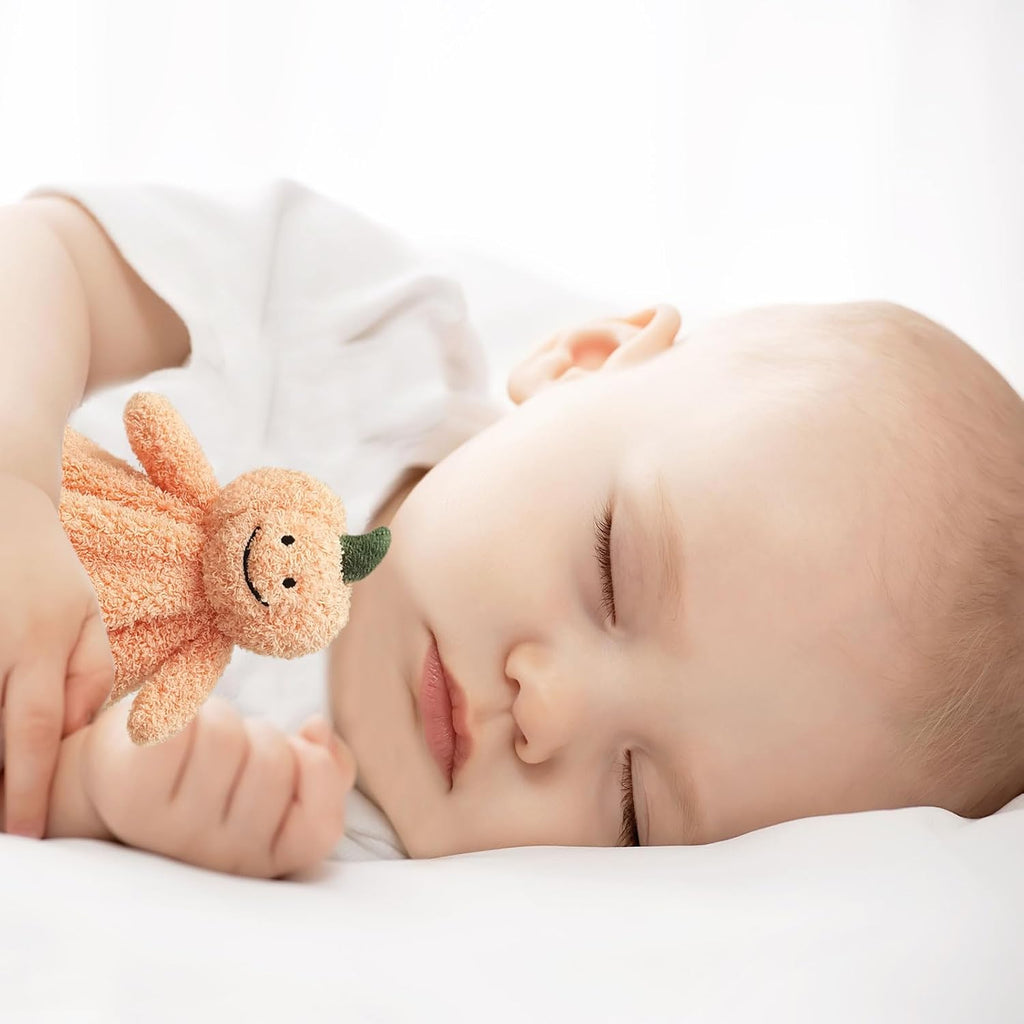 Baby Orange Pumpkin Soft Stuffed Animal Security Blanket, Plush Pumpkin Character Lovey Blanket, Baby Shower/Nursery