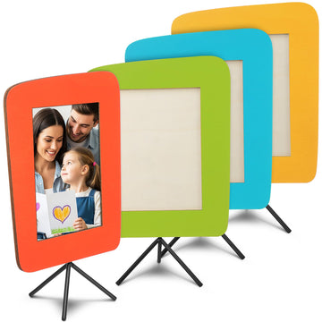 Mid Century Modern Picture Frames Set of 4, 5x7 Colorful Easel Frames
