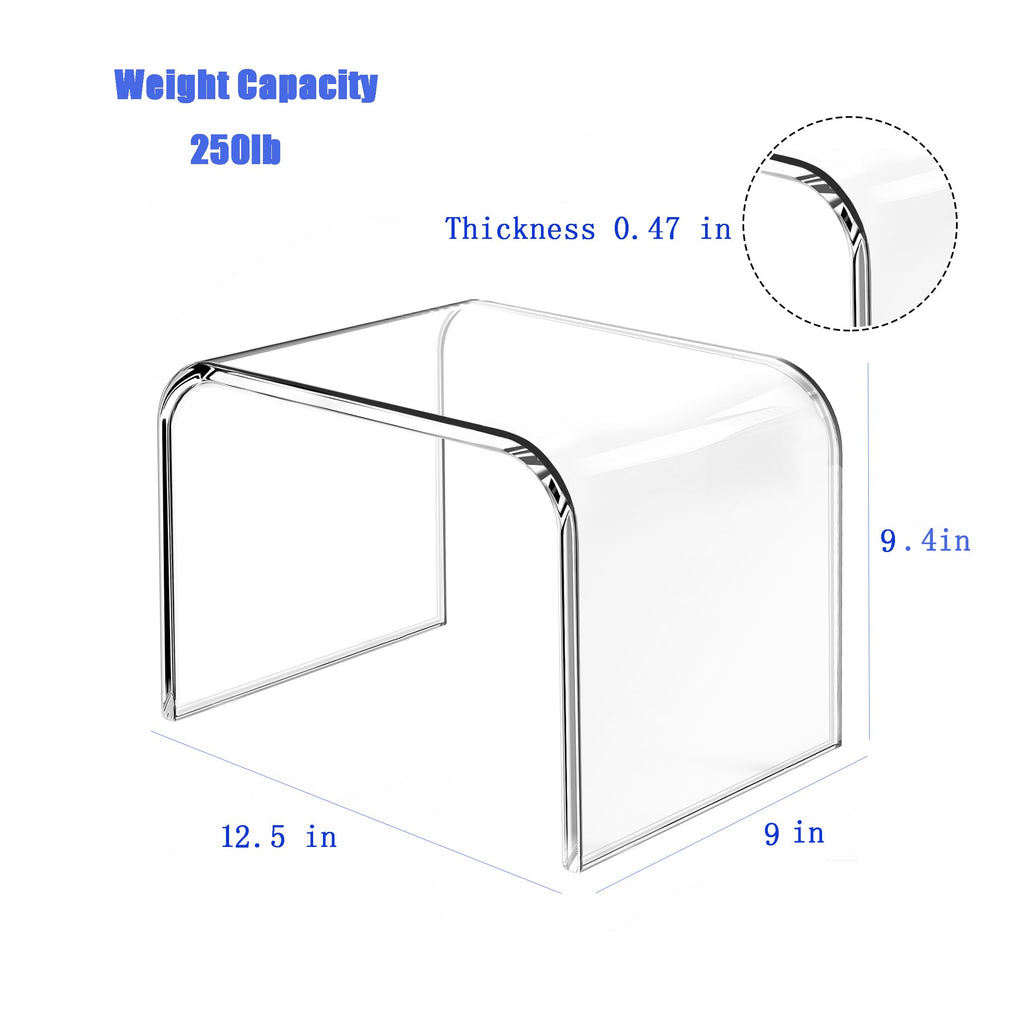 Acrylic Stool, Acrylic Step Stool, Clear Step Stools with Non-Slip, Holds Up to 250lbs