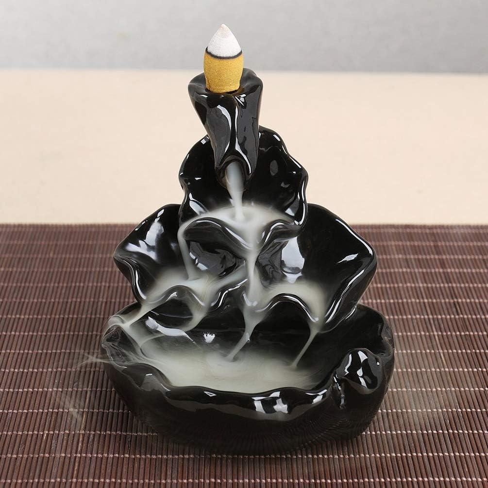 Waterfall Incense Burner, Backflow Incense Holder with 10 Cones