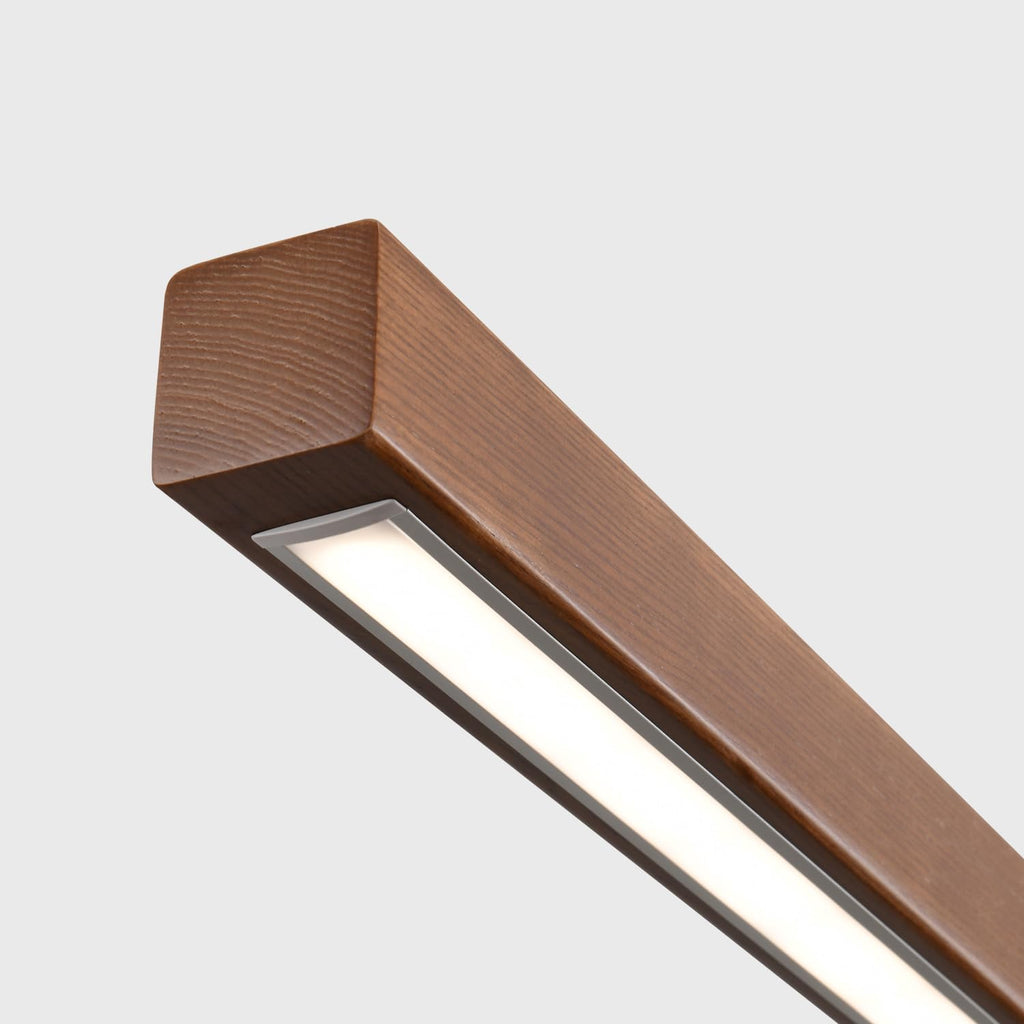 31.5" Wood Linear Pendant Light - Dimmable LED Chandelier with Remote, Adjustable Modern Farmhouse Lighting Islands