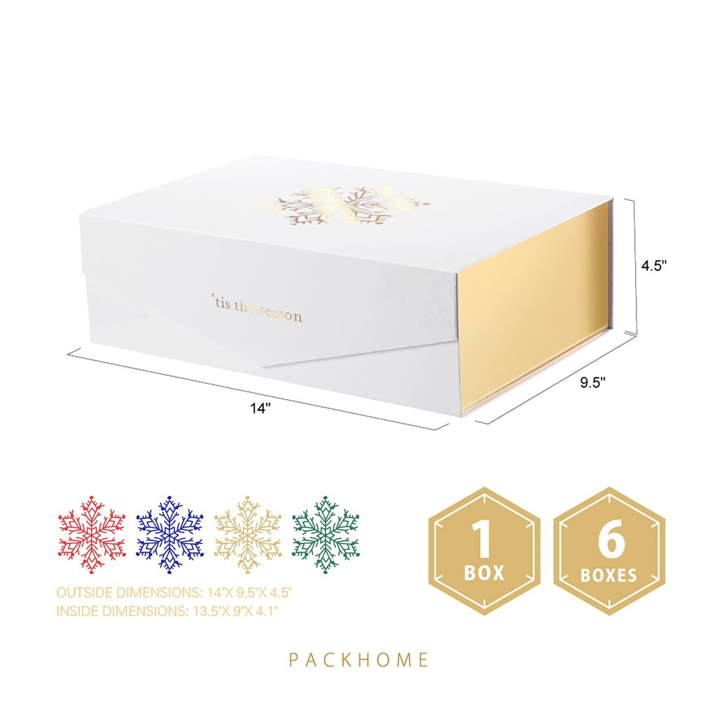 6 Large Gold Christmas Gift Boxes 13.5x9x4.1in | Casa Home Living