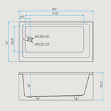 60" X 32" Acrylic Drop-in Bathtub, Glossy White Soaking Tub with Storage Ledge, Left Drain & Integral Flange