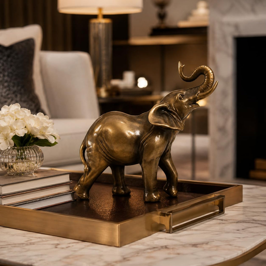 6.77 Inch Elephant Statue, Trunk Up Decor