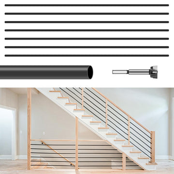 7 Pack 4.7 FT x 5/8 inch Iron Horizontal Balusters for Stair Indoor