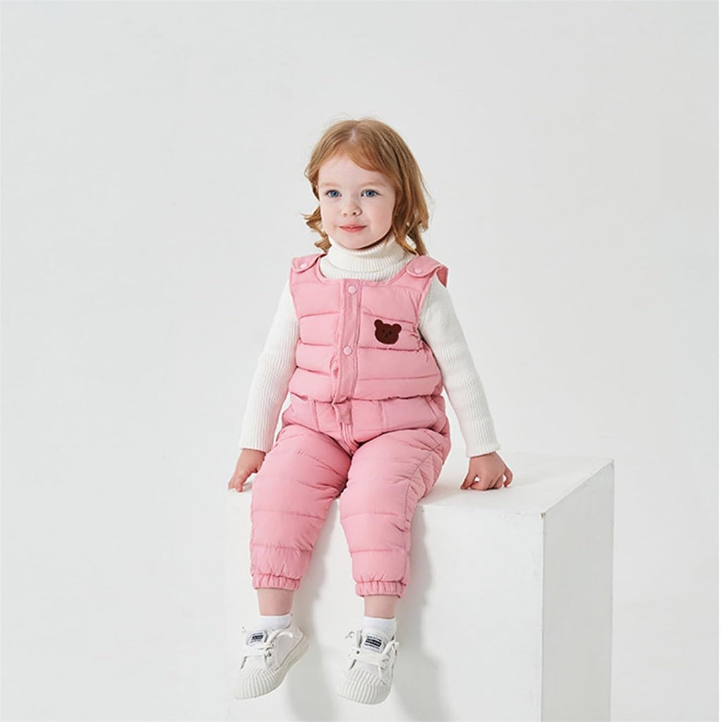 Toddler Snow Pants Boys Girls Winter Warm Puffer Zip Up Kids Snow Suit Bibs