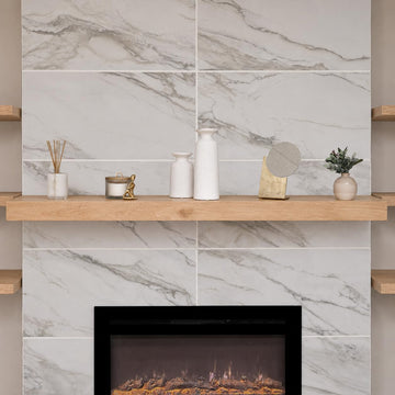 Modern Fireplace Mantel, Contemporary, Floating Mantle, Shelf, Hand Crafted, (Aged Oak, 48Lx3Hx8D)