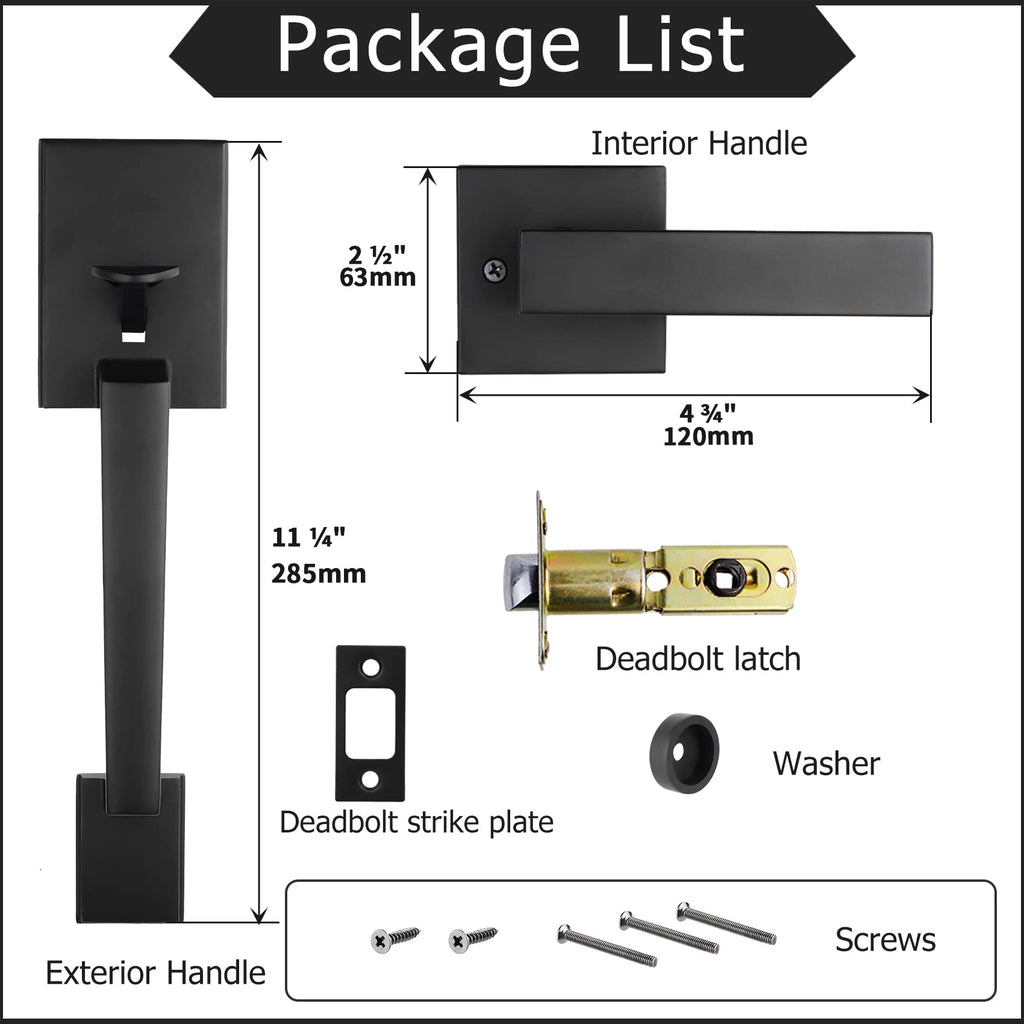 Black Front Door Handle, Front-Door Handle and Deadbolt Set