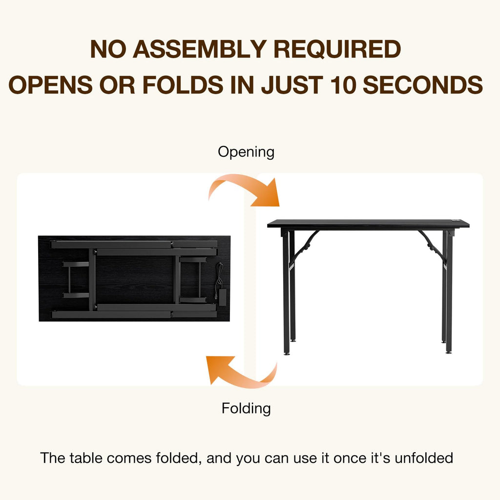Small Computer Desk Folding Table - 43.3" Foldable Office Desk, No Assembly, Perfect for Small Spaces, or Apartment