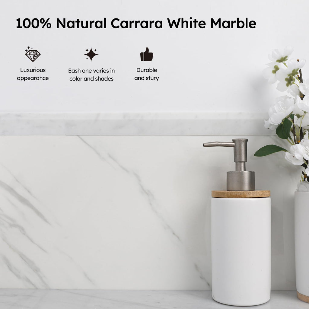Carrara White Marble Pencil Tile Trim, 3/8×12 Inch Honed, 10 Pcs