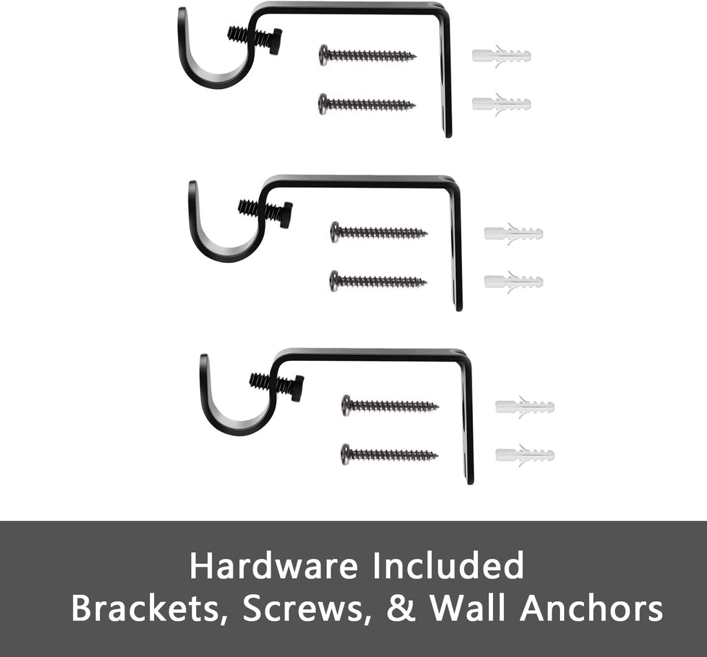 Curtain Rods for windows 28-78 inch, 5/8 inch Decorative Matte Black Splicing Heavy Duty Metal Curtain Rod set with