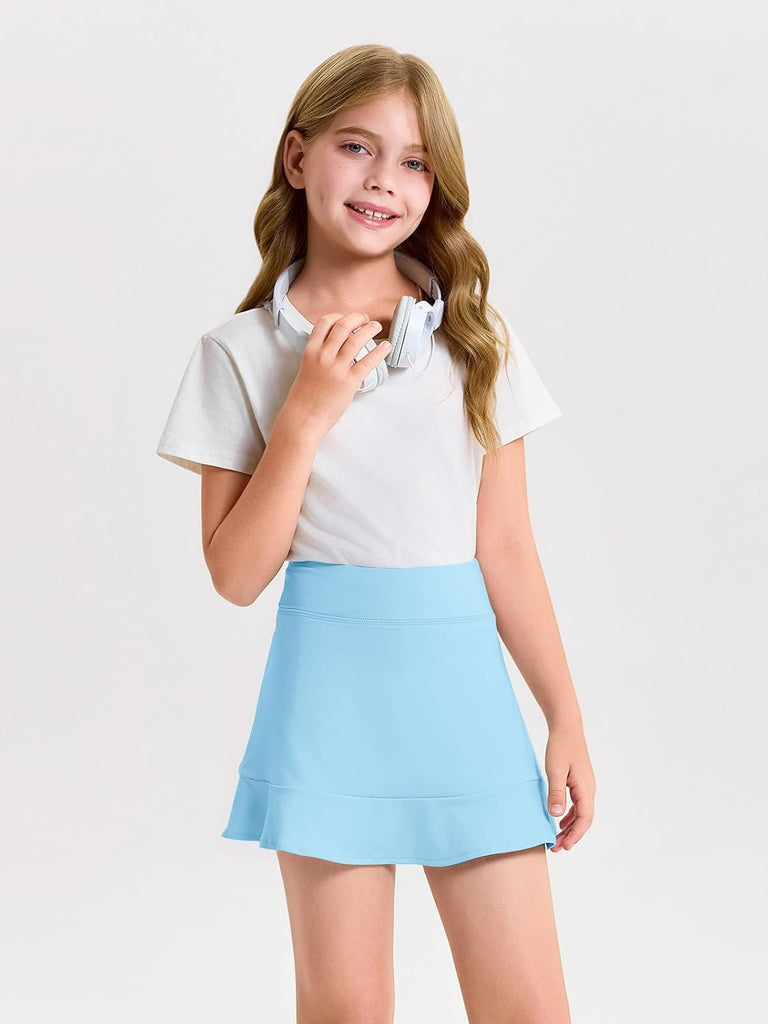 Girls A-line Tennis Skirts with Shorts Athletic Skorts