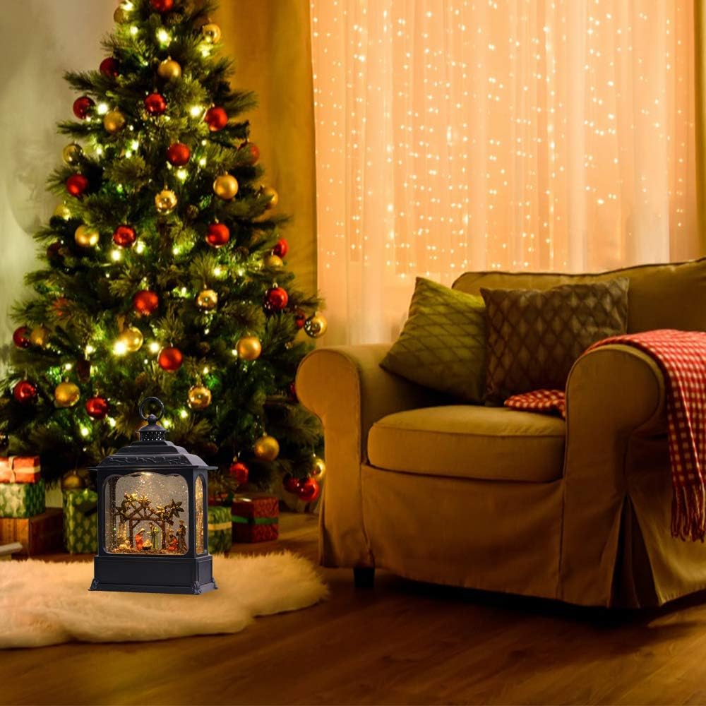 Christmas Musical Snow Globe Lantern with 6 Hour Timer