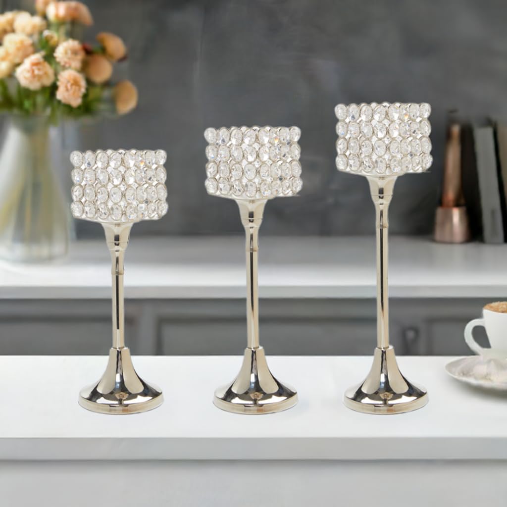 Crystal Candle Holders Set of 3 (Hurricane Set)