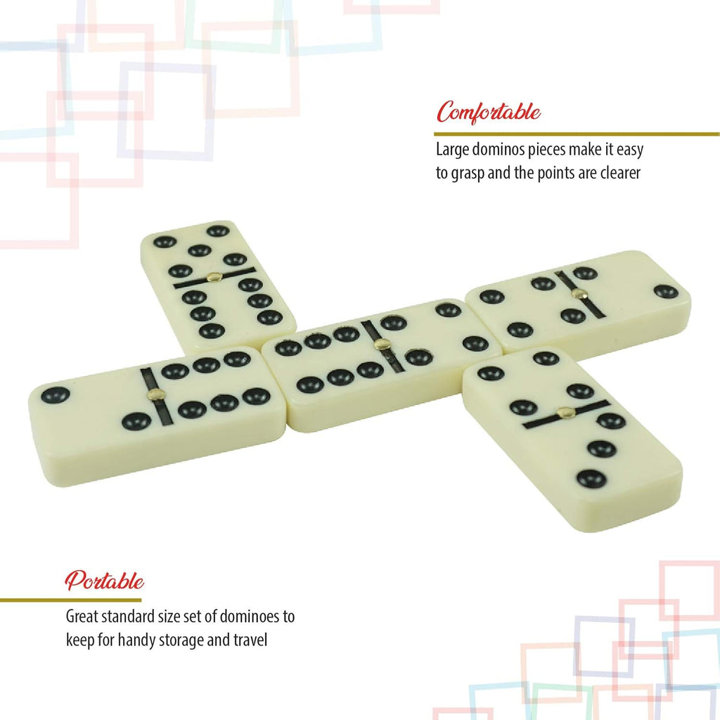 Dominoes Set, Premium Classic 28-Piece Double Six Domino Set with Wooden Case, Family & Kids Board Game, Mexican
