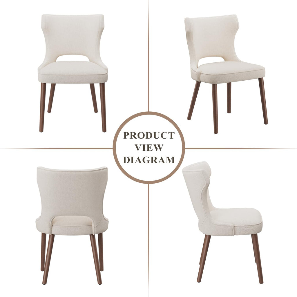 Wooden Dining Chairs Set of 4, Mid Century Dining Room Chairs with Solid Wood Legs, Upholstered Fabric Kitchen Chairs