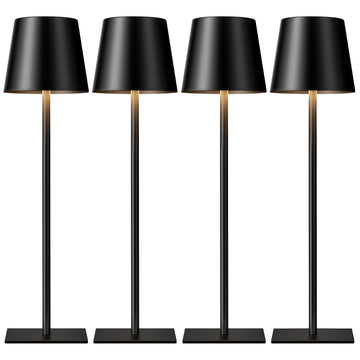 Black Cordless Rechargeable Table Lamps Set of 4