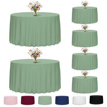 6 Pack 120 Inch Tablecloths Round Sage Green Table Cover
