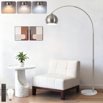 Inspired Arco Style 77" Arc Floor Lamp, Upgraded Standing Lamp with Remote
