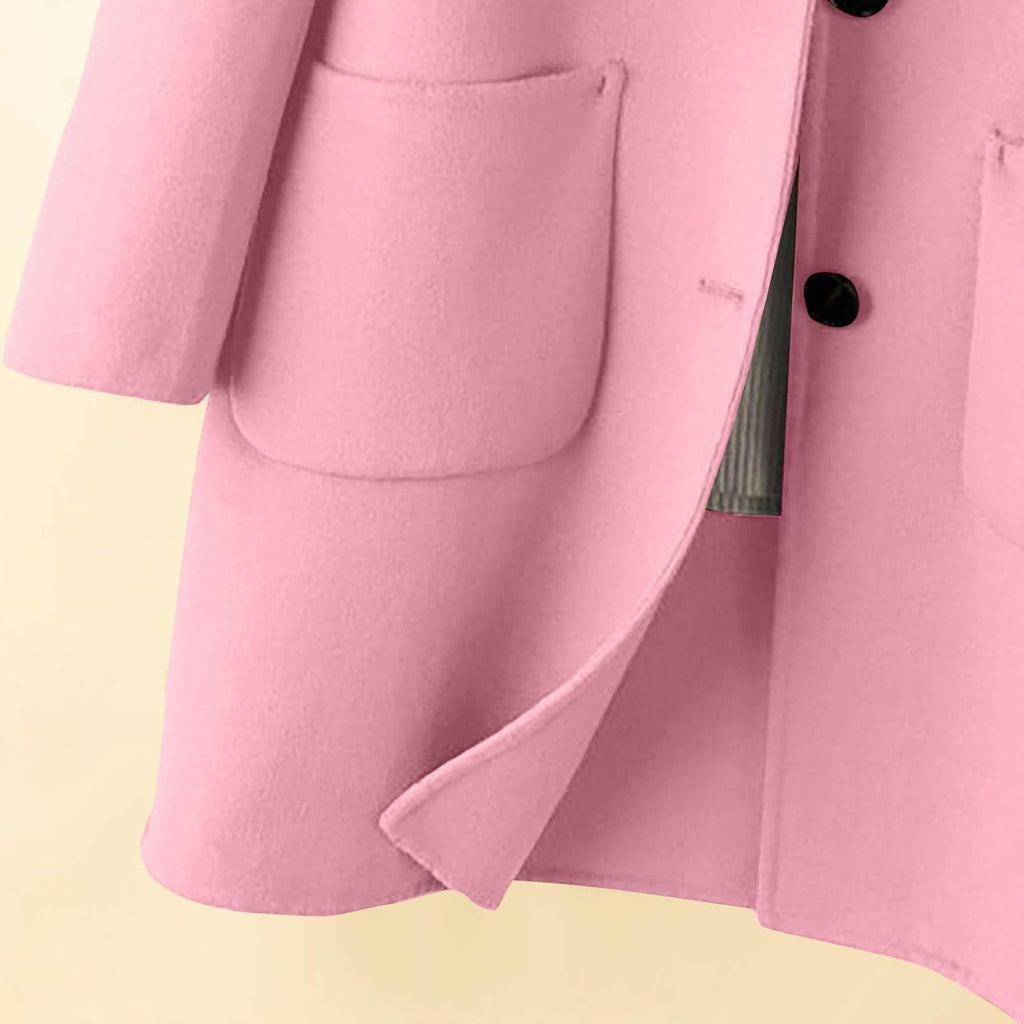 Girls Trench Coats Single Breasted Fleece Peacoat Teen Kids School Uniform