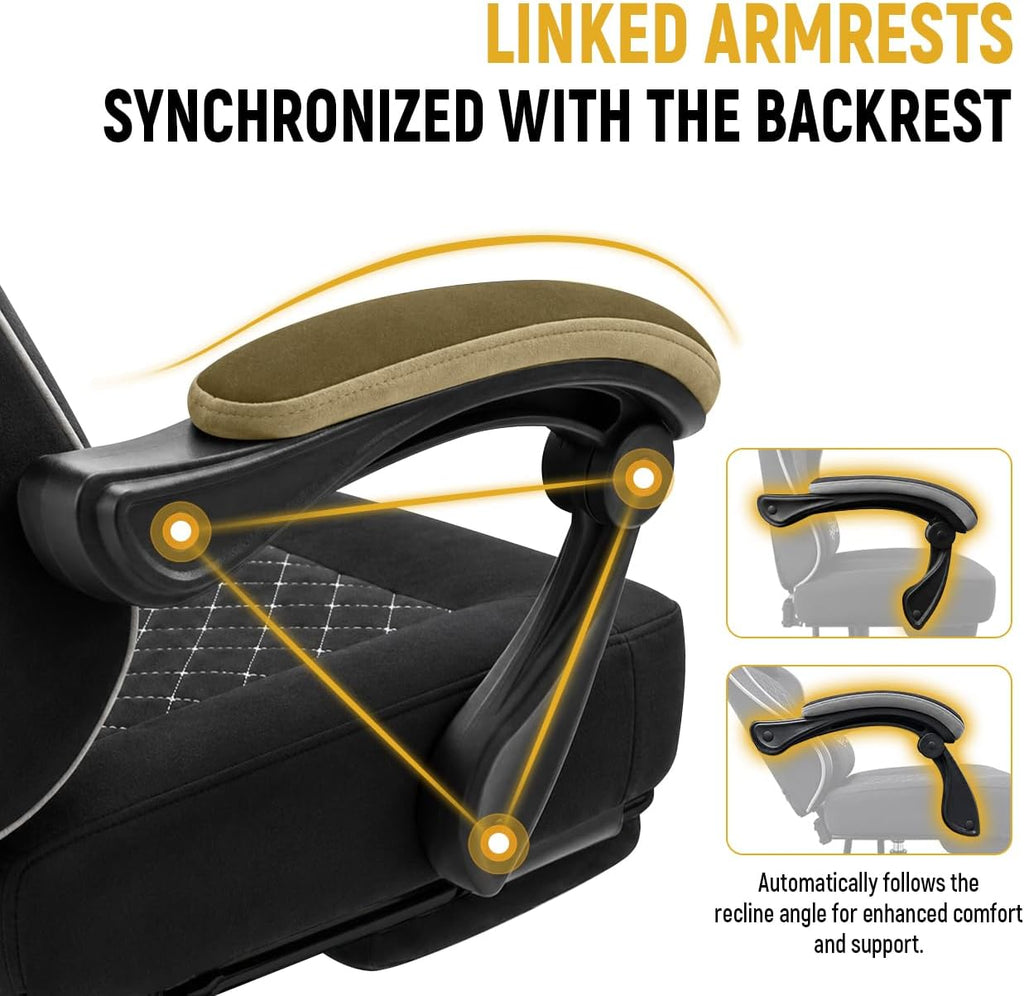 Gaming Chair for Adults with Footrest, Ergonomic Computer Chair, 330 lb | Heavy Duty Load Capacity, 52 cm Wingless