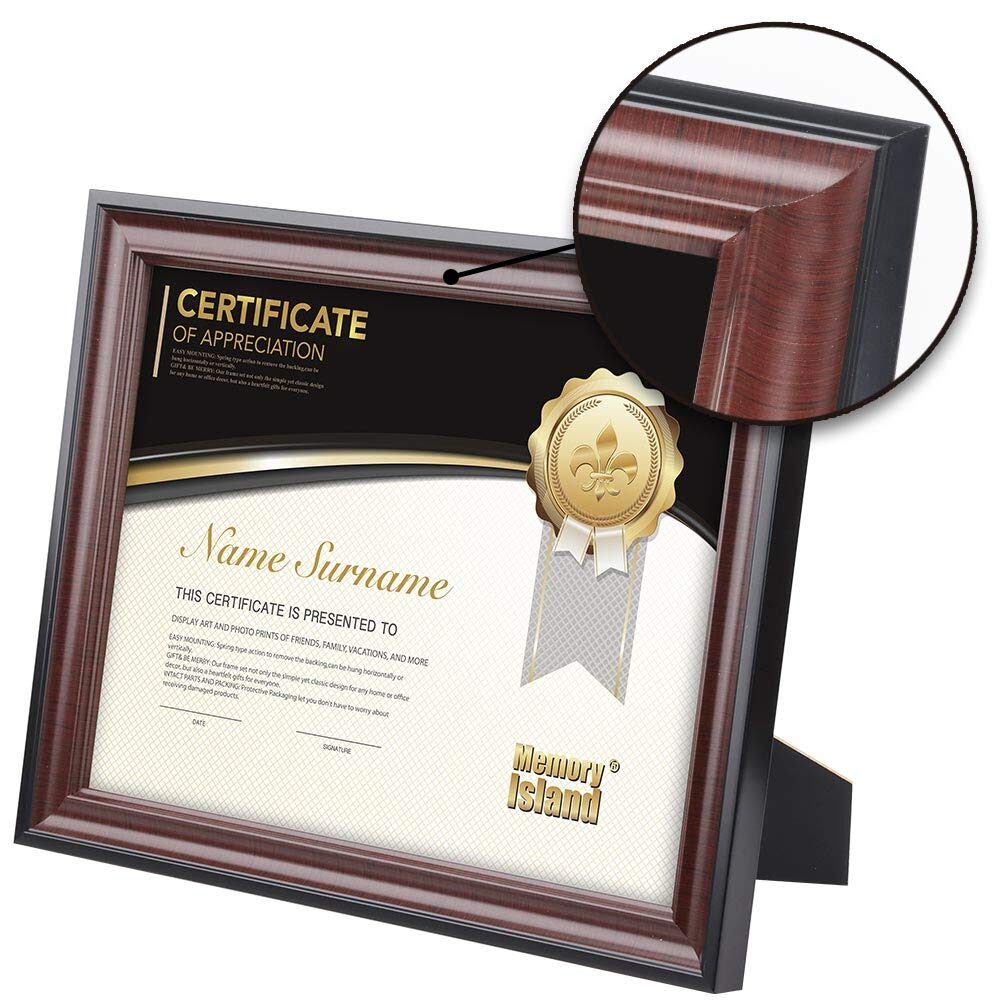 8.5x11 Document frames, Real Glass Fronts, 4 Pack Certificate Frames for Wall Or Tabletop Display, Diploma Frames For