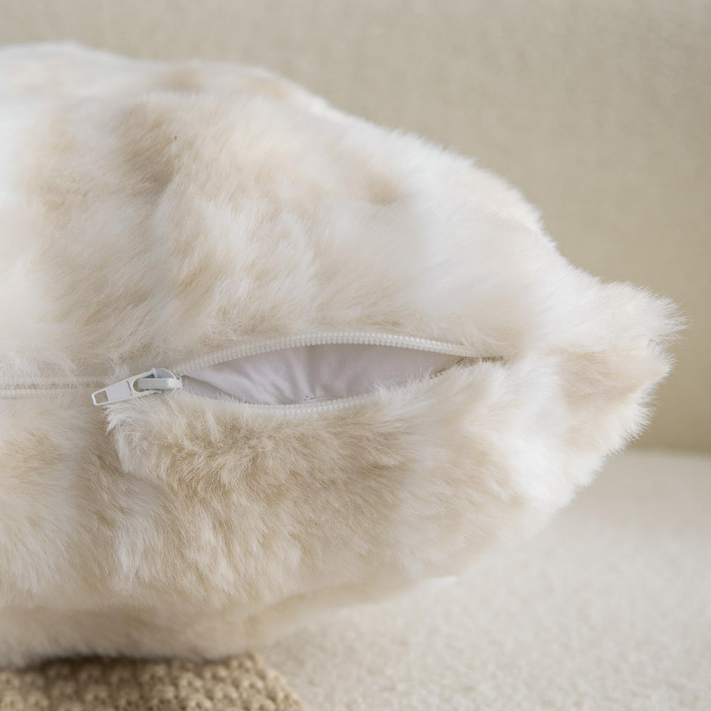 Pack of 2 Thick Plush Faux Wool Throw Pillow Covers Soft Boho Throw Pillows Luxurious Cushion Covers for Couch Sofa