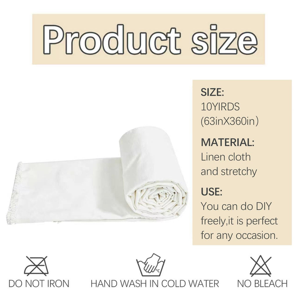 10Yd 100% Cotton Fabric by The Yard, 63 Inch X 10 Yards White Cotton Fabric, Soft Natural Muslin Fabric for Sewing