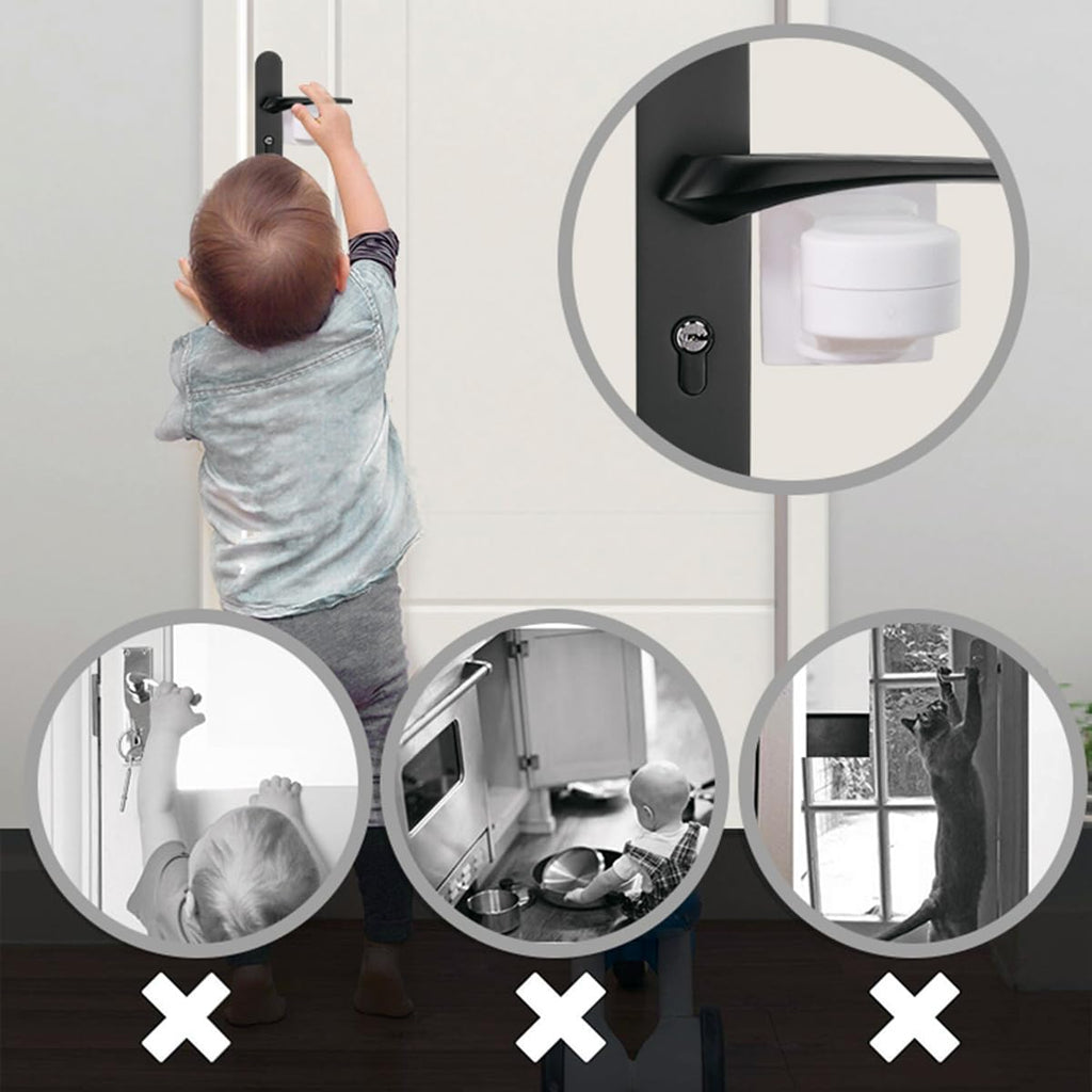 Child Proof Door Lever Locks (6 Pack) Baby Proofing Door Handle Locks with Adhesives, No Drilling Child Safety Door