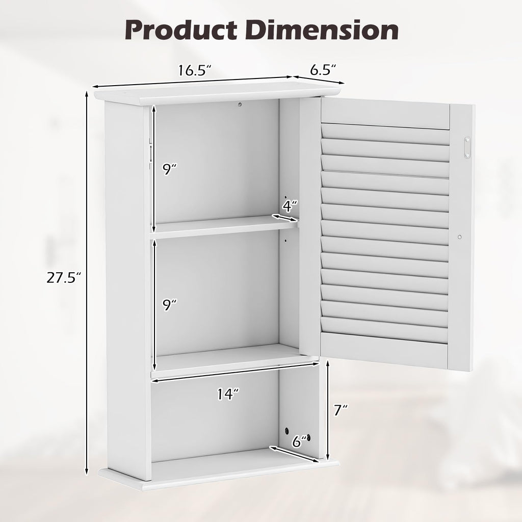 Medicine Cabinet, Wall Mounted Bathroom Cabinet Single Door Wooden Bathroom Wall Cabinet with Adjustable Shelf