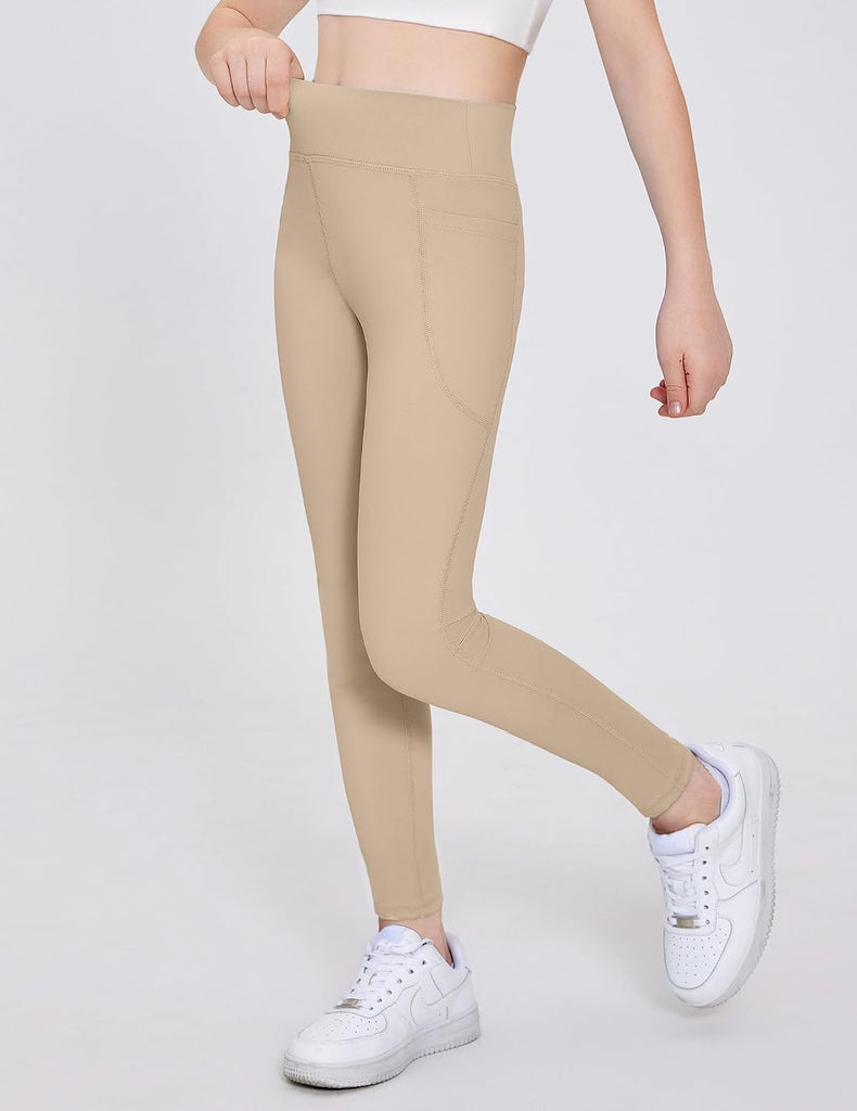 Girls Athletic Leggings Kids High Waist Yoga Pants with Pockets