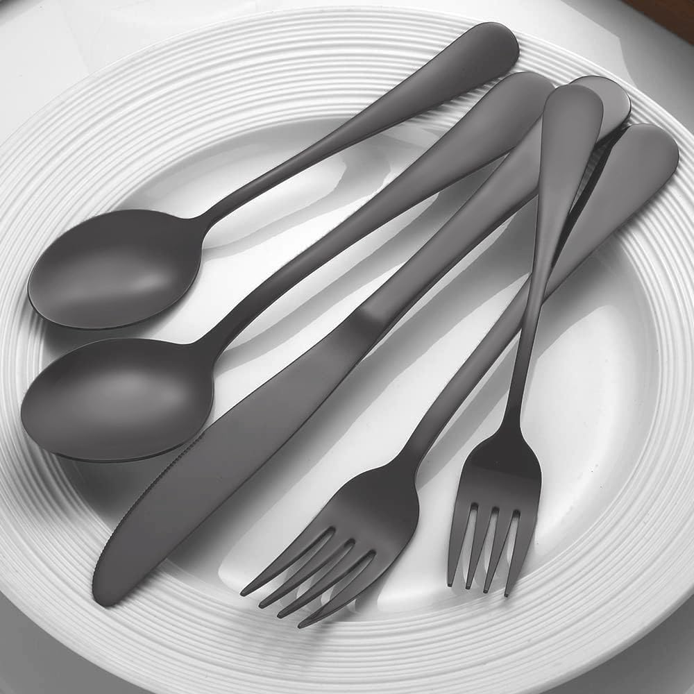 Matte Black Silverware Set for 8, 40 Pieces Stainless Steel Flatware Cutlery Set, Tableware Kitchen Utensil Set