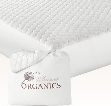 100% Cotton Organic Mattress Pad - Breathable & Cooling Mattress Protector King Size - Premium 300GSM Quilted and