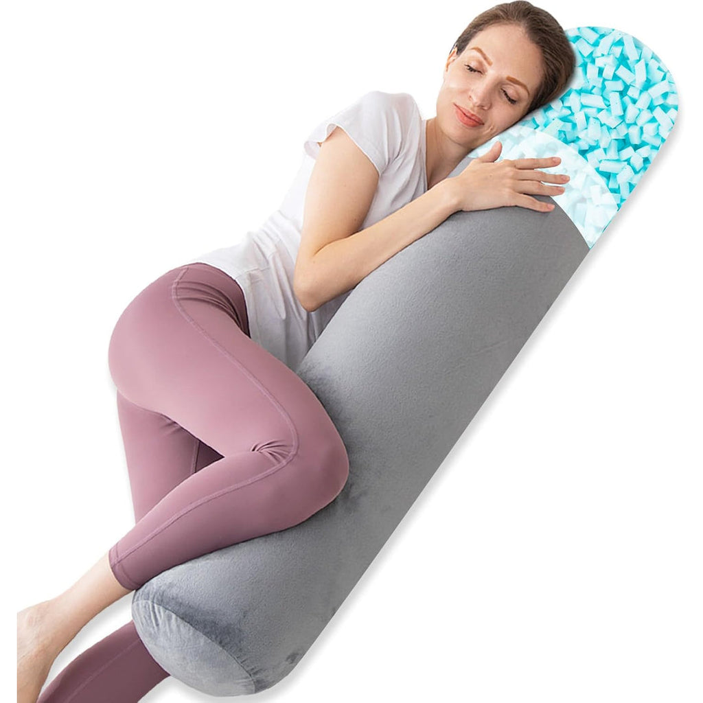Body Pillow, Memory Foam Round Body Pillows for Adults, Firm Long Bolster Pillow for Bed, Cylinder Tube Roll Pillow
