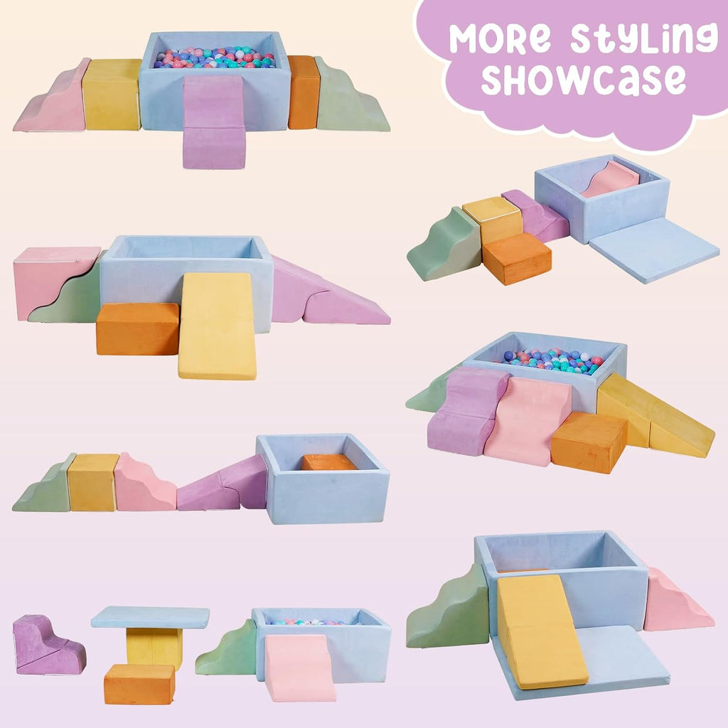Piece Foam Climbing Blocks for Toddlers with Square Ball Pit,Macaron