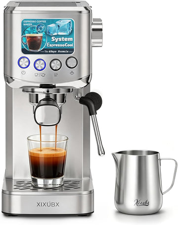 Cold Brew Espresso Machine with Milk Frother, Silver