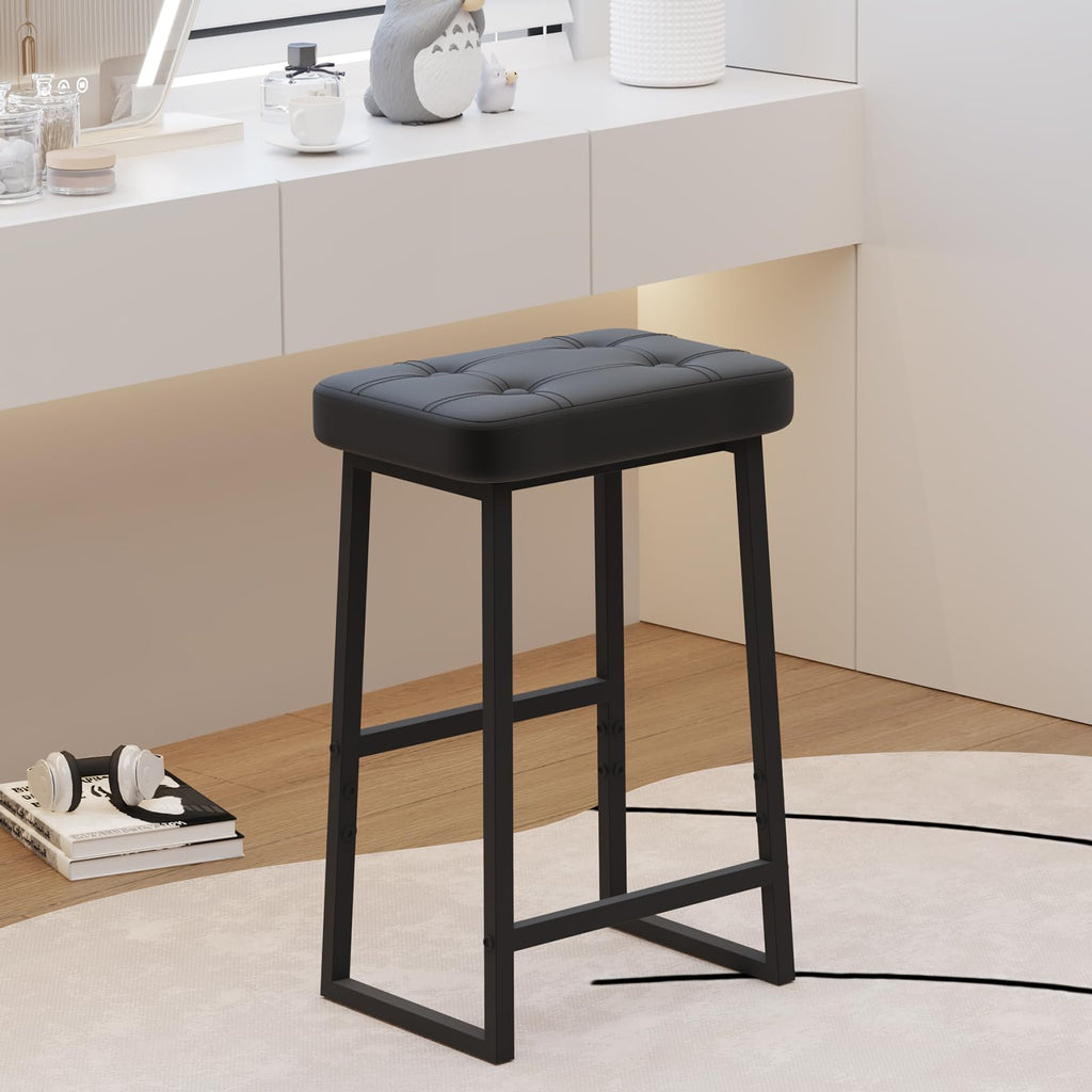 Bar Stool, Counter Height Bar stools, Modern Kitchen Island Chairs, Synthetic Leather with Stitching, 26 inches high