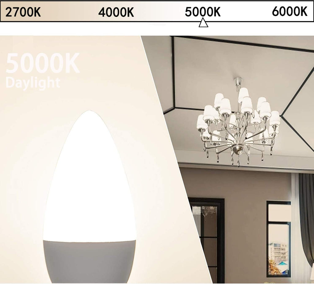 Type B E12 Candelabra LED Bulbs, 60-Watt Equivalent, 5000K