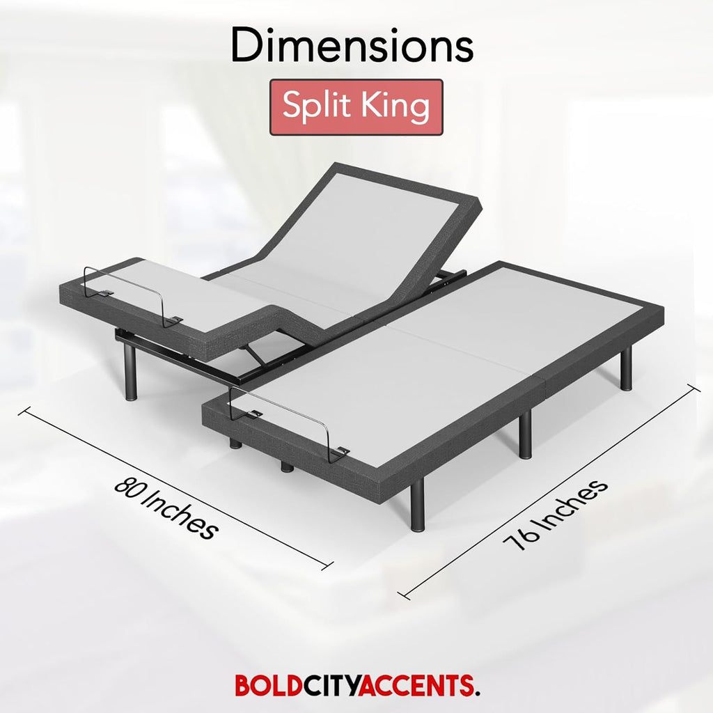 Adjustable Bed Frame with Wireless Remote - Comfortable Zero Gravity Massage with Head & Foot Incline, Dual USB