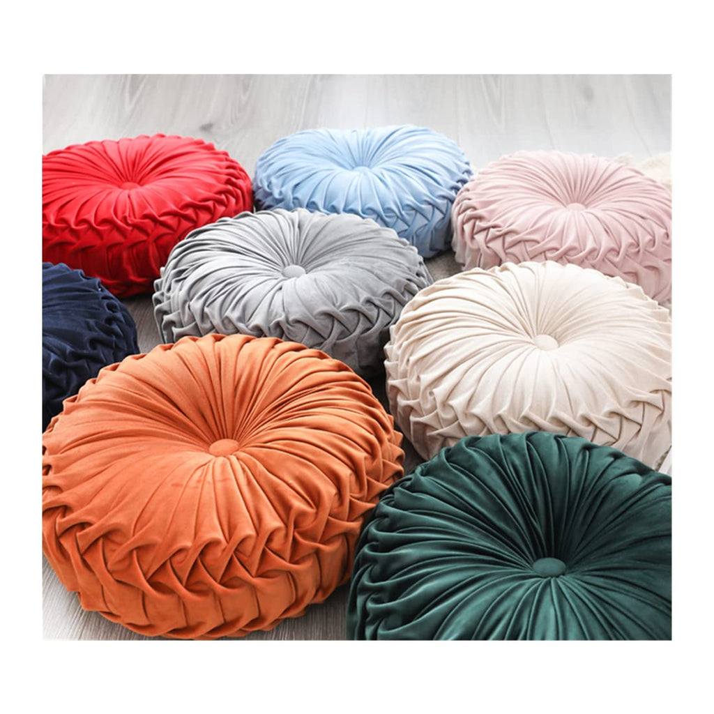 Round Velvet Pillow, Sofa Bed Bedroom Decorative Throw Pillow (38cm, Grey)