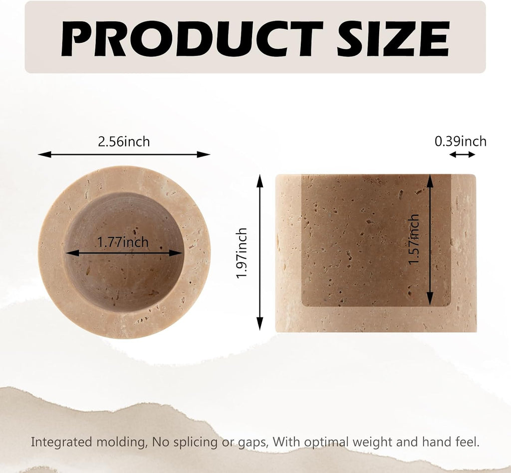 Luxury Natural Travertine Match Holder with Striker, Decorative Matchbox