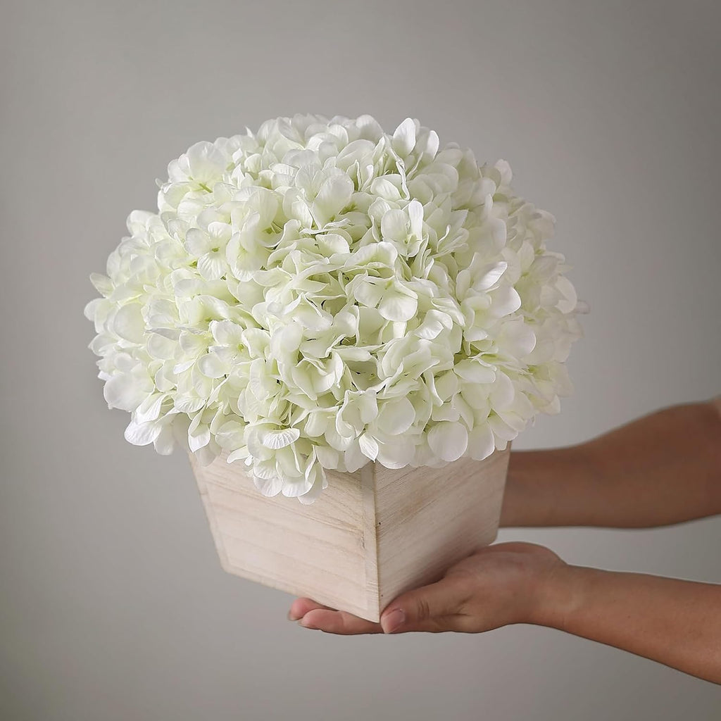 Artificial Hydrangea Flowers in Planter for Table Centerpiece Decor(White)