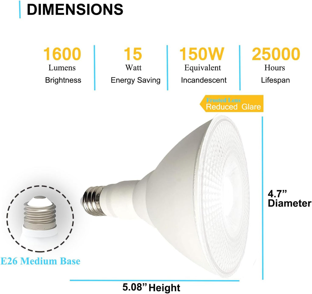 Par38 Flood Light Bulbs Outdoor/Indoor Daylight,150W Equivalent